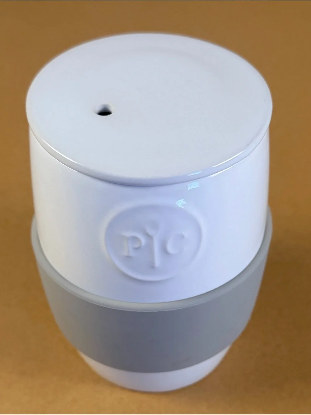 Pampered Chef Ceramic Egg Cooker Microwave Mug Gray Sleeve PC 20B